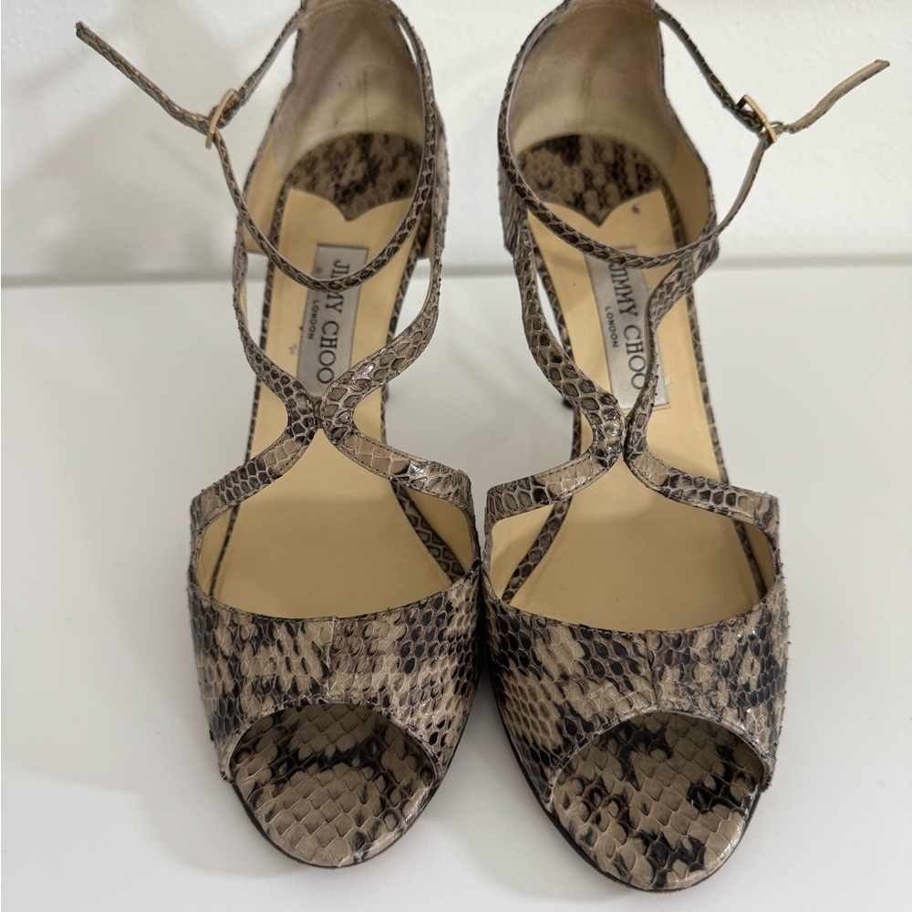Jimmy Choo Brown Snakeskin Women's Heels